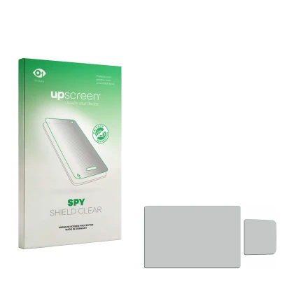 Front side of a product packaging with the brand logo upscreen. Next to it is the corresponding screen protector.