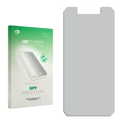 Front side of a product packaging with the brand logo upscreen. Next to it is the corresponding screen protector.