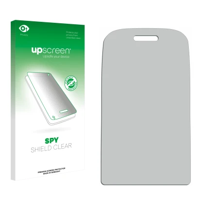 Front side of a product packaging with the brand logo upscreen. Next to it is the corresponding screen protector.