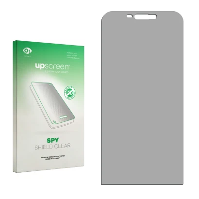 Front side of a product packaging with the brand logo upscreen. Next to it is the corresponding screen protector.