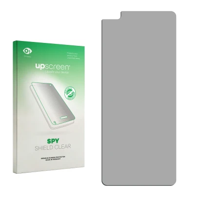 Front side of a product packaging with the brand logo upscreen. Next to it is the corresponding screen protector.