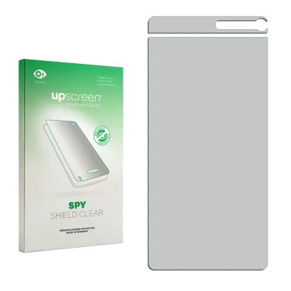 Front side of a product packaging with the brand logo upscreen. Next to it is the corresponding screen protector.