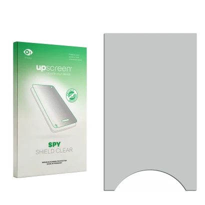 Front side of a product packaging with the brand logo upscreen. Next to it is the corresponding screen protector.