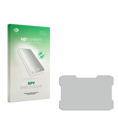 Front side of a product packaging with the brand logo upscreen. Next to it is the corresponding screen protector.