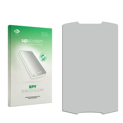 Front side of a product packaging with the brand logo upscreen. Next to it is the corresponding screen protector.