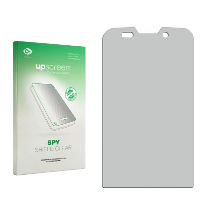 Front side of a product packaging with the brand logo upscreen. Next to it is the corresponding screen protector.