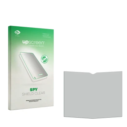 Front side of a product packaging with the brand logo upscreen. Next to it is the corresponding screen protector.