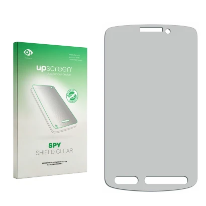 Front side of a product packaging with the brand logo upscreen. Next to it is the corresponding screen protector.
