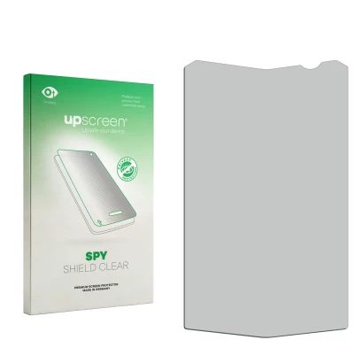 Front side of a product packaging with the brand logo upscreen. Next to it is the corresponding screen protector.