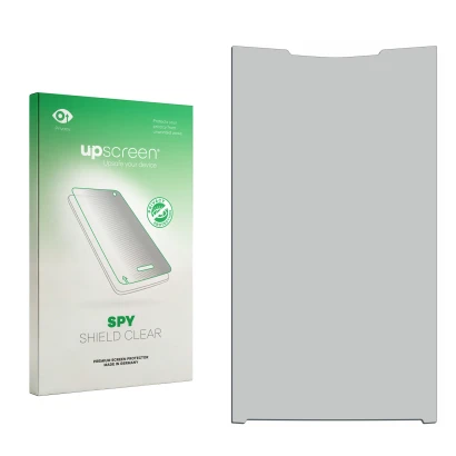 Front side of a product packaging with the brand logo upscreen. Next to it is the corresponding screen protector.
