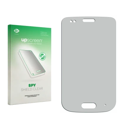 Front side of a product packaging with the brand logo upscreen. Next to it is the corresponding screen protector.