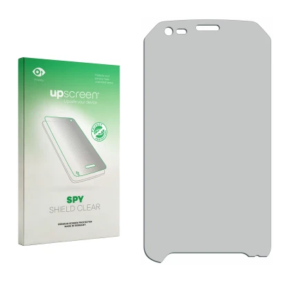 Front side of a product packaging with the brand logo upscreen. Next to it is the corresponding screen protector.