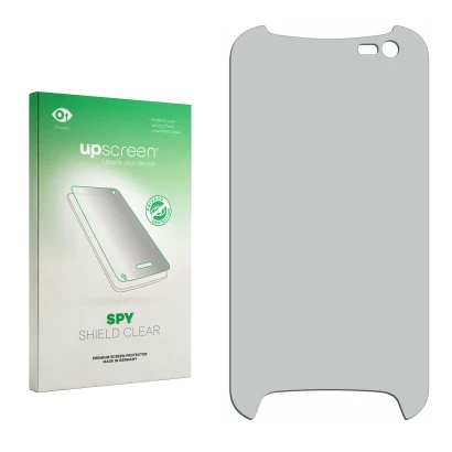 Front side of a product packaging with the brand logo upscreen. Next to it is the corresponding screen protector.