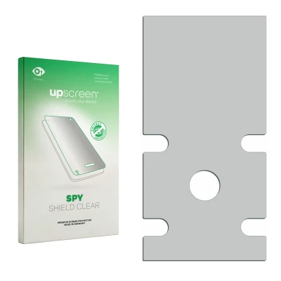 Front side of a product packaging with the brand logo upscreen. Next to it is the corresponding screen protector.