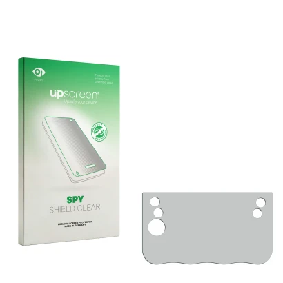 Front side of a product packaging with the brand logo upscreen. Next to it is the corresponding screen protector.