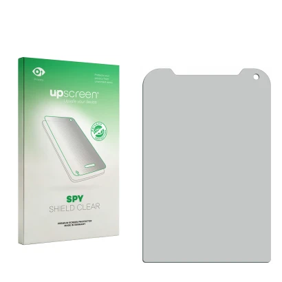 Front side of a product packaging with the brand logo upscreen. Next to it is the corresponding screen protector.