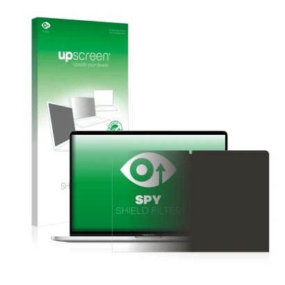 Front side of a product packaging with the brand logo upscreen. Next to it is the device Apple MacBook Pro 16" 2019 shown with