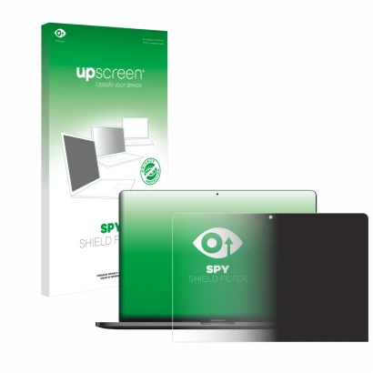 Front side of a product packaging with the brand logo upscreen. Next to it is the device Apple MacBook Pro 13