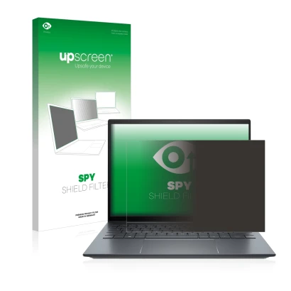 Front side of a product packaging with the brand logo upscreen. Next to it is the device HP Elite Dragonfly 13.5" G3 Non-Touch