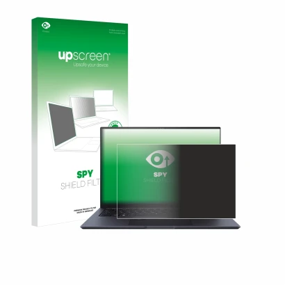 Front side of a product packaging with the brand logo upscreen. Next to it is the device ASUS ZenBook Pro 14 UX6404V shown wit