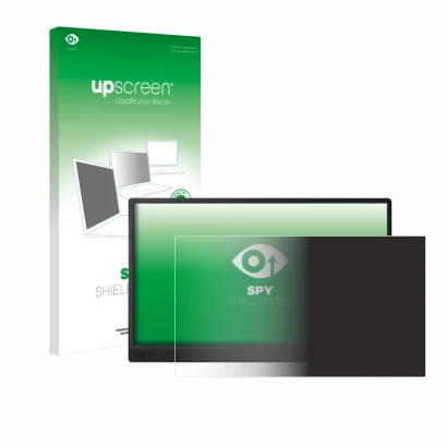 Front side of a product packaging with the brand logo upscreen. Next to it is the device ASUS ZenScreen MB166C shown with the