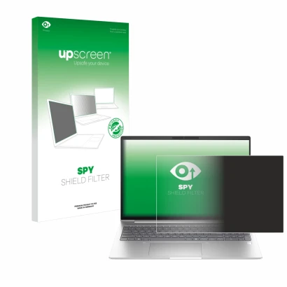 Front side of a product packaging with the brand logo upscreen. Next to it is the device HP EliteBook 6 G1i 14 shown with the