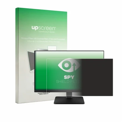 Front side of a product packaging with the brand logo upscreen. Next to it is the device Lenovo L27qe shown with the correspon