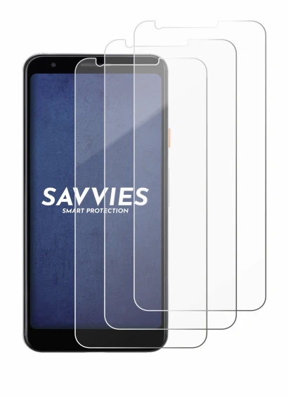 Image of the device Google Pixel 3a with a wide variety of screen protectors.