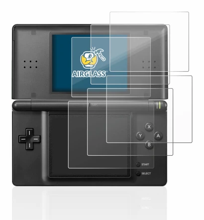 Image of the device Nintendo DS LITE with a wide variety of screen protectors.