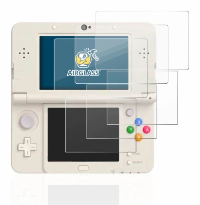 Image of the device Nintendo New 3DS with a wide variety of screen protectors.