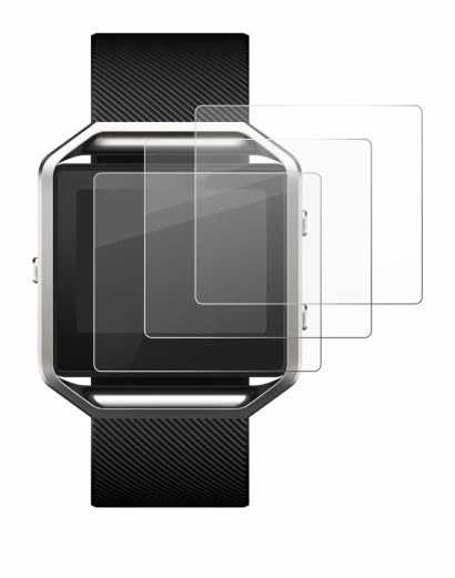 Image of the device Fitbit Blaze with a wide variety of screen protectors.