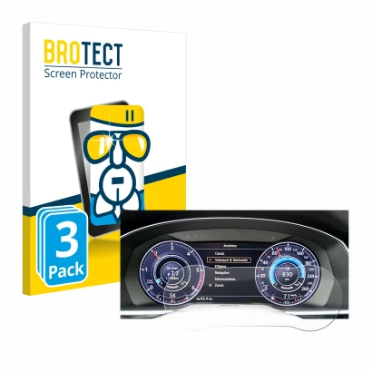 Front side of a product packaging with the brand logo BROTECT. Next to it is the device Volkswagen Tiguan 2017 Active Info Coc