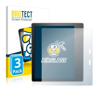 Front side of a product packaging with the brand logo BROTECT. Next to it is the device Amazon Kindle Oasis 2017 (9th Gen.) sh