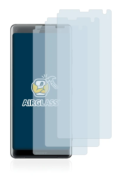 Image of the device Sony Xperia XZ3 with a wide variety of screen protectors.
