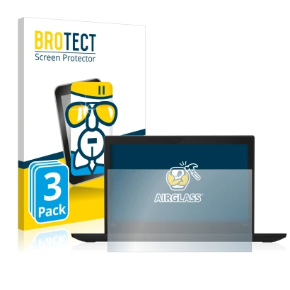 Front side of a product packaging with the brand logo BROTECT. Next to it is the device Lenovo Thinkpad X280 shown with the co