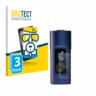 Front side of a product packaging with the brand logo BROTECT. Next to it is the device Arizer Solo 2 shown with the correspon