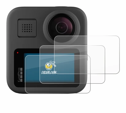 Image of the device GoPro Max with a wide variety of screen protectors.