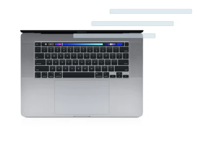 Image of the device Apple MacBook Pro 16" 2019 (ONLY Touch Bar) with a wide variety of screen protectors.