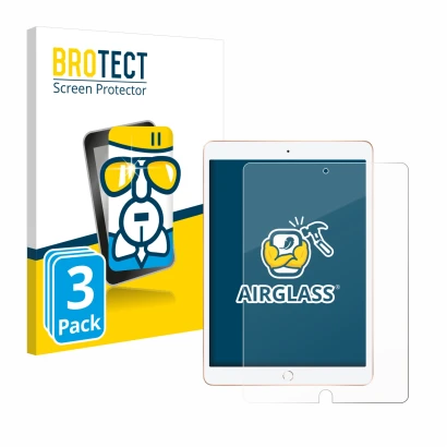 Front side of a product packaging with the brand logo BROTECT. Next to it is the device Apple iPad 10.2" WiFi 2019 (7th Gen.) 