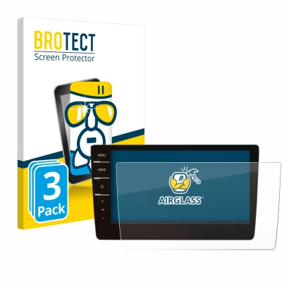 Front side of a product packaging with the brand logo BROTECT. Next to it is the device Volkswagen Passat 2019 Discover Pro 9.