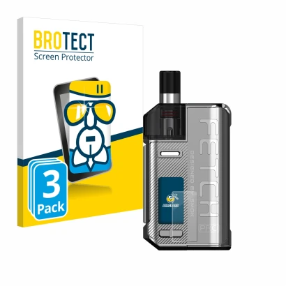Front side of a product packaging with the brand logo BROTECT. Next to it is the device Smok Fetch 80W Pro shown with the corr