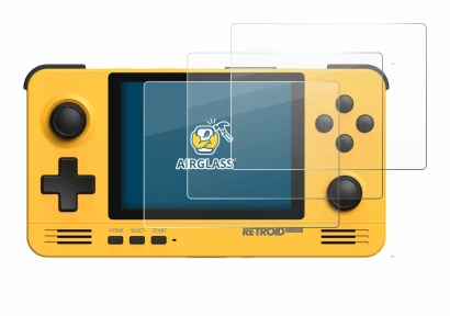 Image of the device Retroid Pocket 2 with a wide variety of screen protectors.