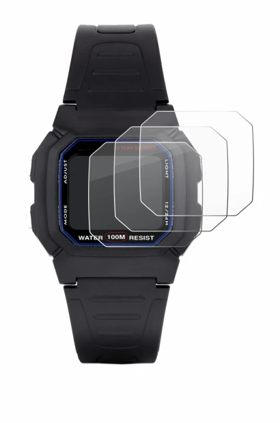 Image of the device Casio W-800H-1AVES with a wide variety of screen protectors.