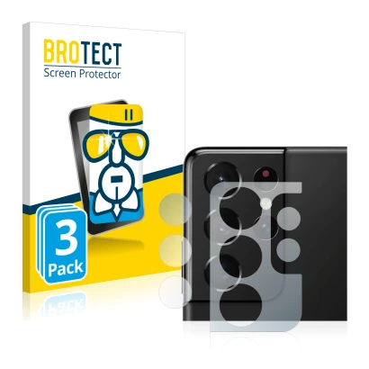 Front side of a product packaging with the brand logo BROTECT. Next to it is the device Samsung Galaxy S21 Ultra 5G (ONLY Came