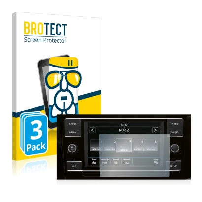 Front side of a product packaging with the brand logo BROTECT. Next to it is the device Volkswagen T6.1 California 2021 Compos