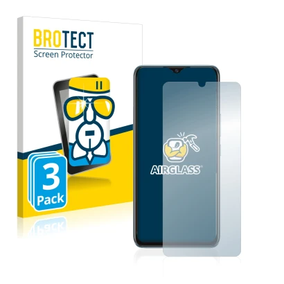 Front side of a product packaging with the brand logo BROTECT. Next to it is the device Vivo Y70 shown with the corresponding