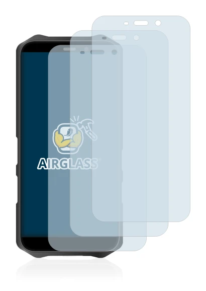 Image of the device Oukitel WP12 Pro with a wide variety of screen protectors.