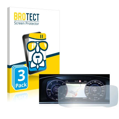 Front side of a product packaging with the brand logo BROTECT. Next to it is the device Volkswagen Golf 7 Facelift (2016-2019)