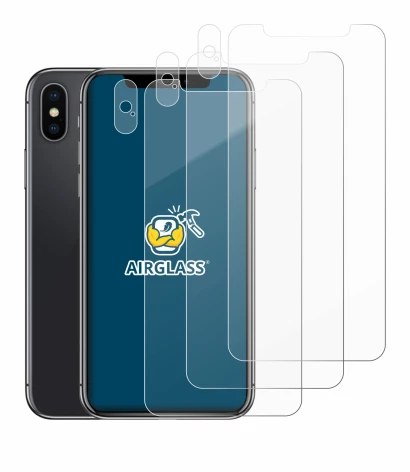 Image of the device Apple iPhone X (Front+Camera) with a wide variety of screen protectors.