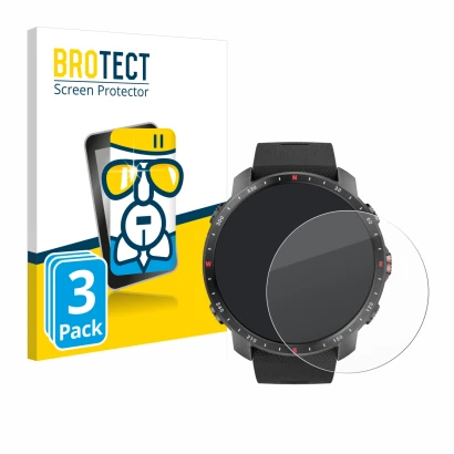 Front side of a product packaging with the brand logo BROTECT. Next to it is the device Polar Grit X Pro shown with the corres